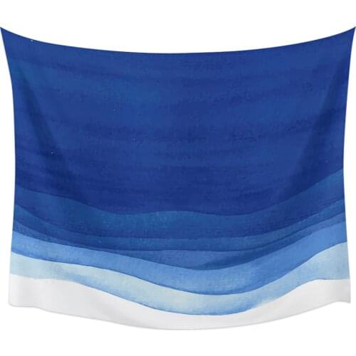 Gradient Blue Watercolor Tapestry Wall Hanging Home Wall Decor Blanket Bedroom Tapestry Yoga Mat