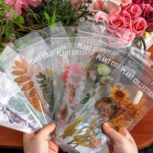 Retro Plants collection PET Sticker Scrapbooking Decorative Flower DIY Diary Album Stick Cute Stationery Planner Stickers