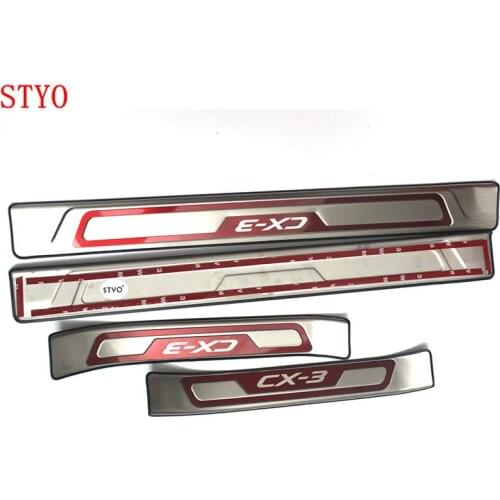 STYO Car stainless steel Door Sill Scuff Plate Cover trim for Mazdas CX-3 CX3 2017 2018