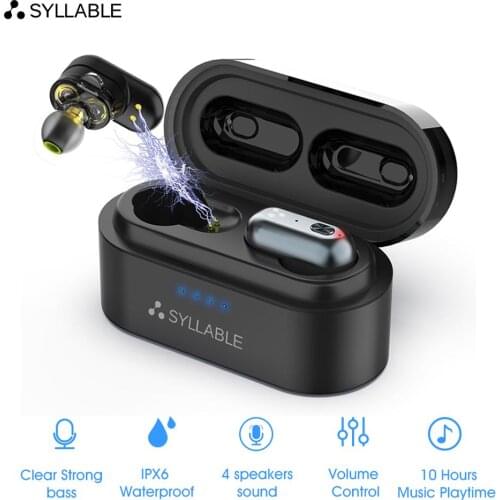 2020 SYLLABLE S101 TWS of QCC3020 Chip Bluetooth Earphones 10 hours True Wireless Stereo Earbuds Strong bass Headset S101 500mah