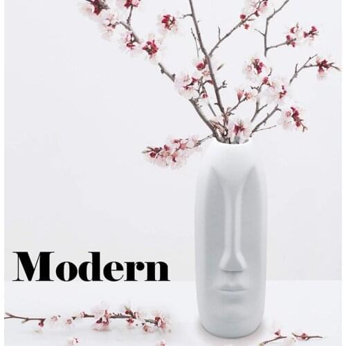 Face Vase, Head Vase, Centerpiece Flower Vase Decorative White Bud Vase Modern Arts Abstraction Vase Ceramic Planter