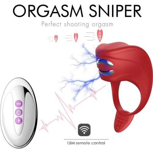 Electric Shock Vibration Sleeve Lock Fine Ring Couple Resonance Remote Control Penis Adult Erotic Sex Products