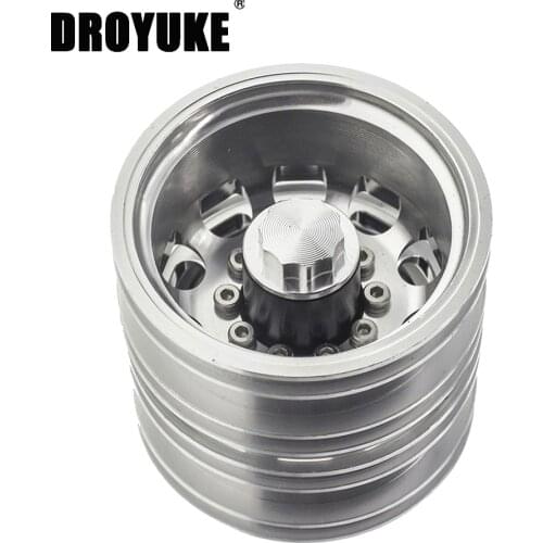 Droyuke High-quality 1/2/4Pcs Metal Rear Wheel Rim Hub for 1:14 Tamiya Trailer Tractor Truck RC Car Accessories