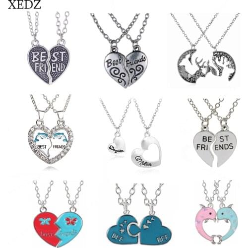 XEDZ Jewelry Best Friend Couple Stitching Necklace Cloud Dolphin Rainbow Pair Of Necklace Bee Pendant Necklace Jewelry Gift