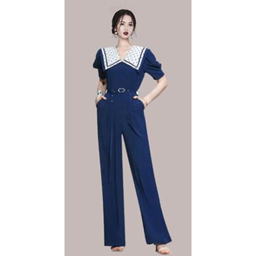 ZAWFL 2021 Summer New Lapel High Waist Straight Rompers Women Fashion Short Sleeve Sexy Romper Casual Solid Jumpsuits