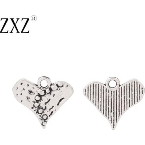 ZXZ 20pcs Tibetan Silver Hammered Heart Charms Beads for Bracelet Necklace Jewelry Making Findings 17x19mm