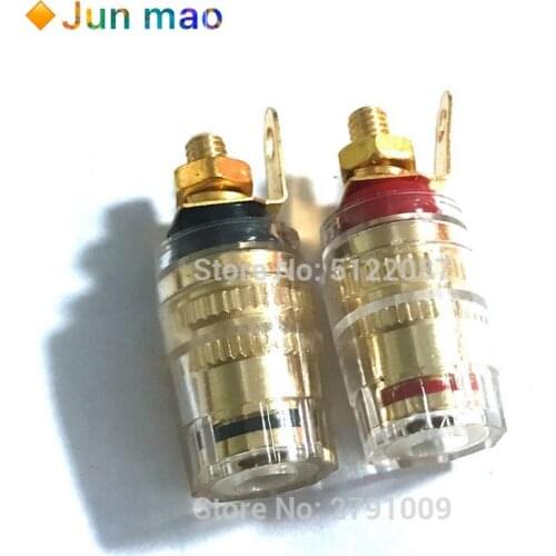 2pcs 4mm Banana Socket Gold Plated Binding Post Nut Banana Plug Jack Connector Clear Terminal with Transparent Shell For Banana