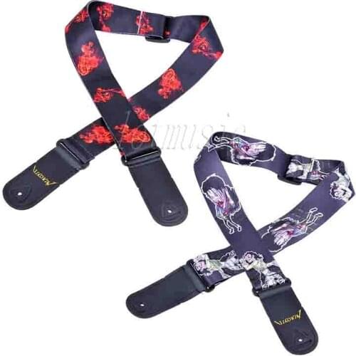 2Pcs Flame Monkey Riding Pattern+Cool Michael Jackson Pattern Straps For Guitar and Bass Replacement