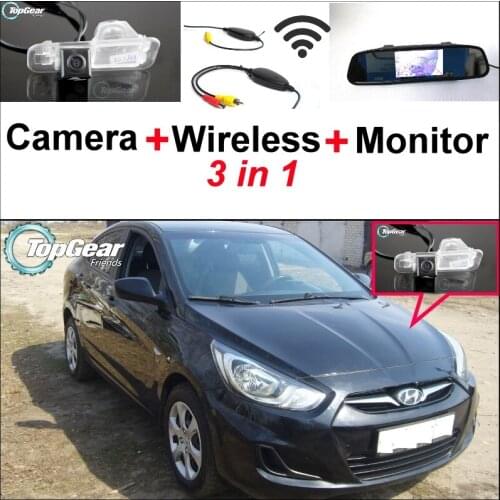 3 in1 Special Camera + Wireless Receiver + Mirror Monitor DIY Parking System For Hyundai Grand Avega Solaris Fluidic Verna Sedan
