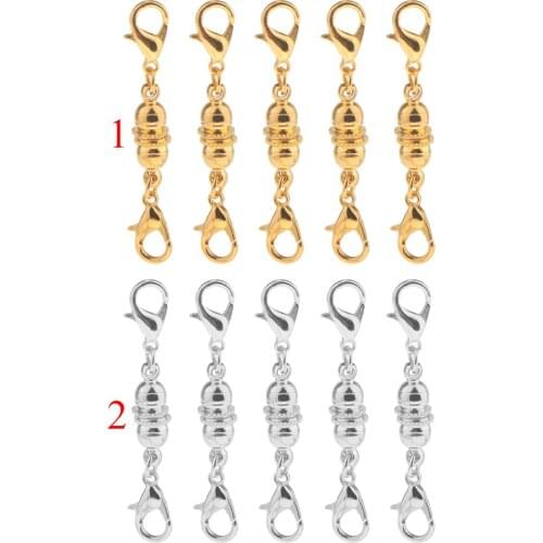 5 Pieces Pack Silver Gold Color Tone Magnetic Lobster Clasp for Jewelry Necklace Bracelet 6mm Findings