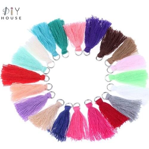 50-200Pcs Cotton Thread Metal Hanging Ring Small Tassel Trim Pendant DIY Craft Jewelry Earrings Decor Materials Fringe Trim