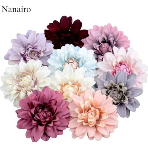 50pcs 10cm Dali Chrysanthemum Artificial Silk Flower Head For Home Wedding Decoration DIY Craft Scrapbook Gift Box Fake Flower