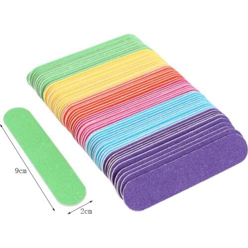 50Pcs/lot Colorful Wooden Nail File Mini Double-side Nail Files Sandpaper Sanding Buffers 9*2cm Professional Nail Art Tools