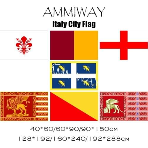 AMMIWAY Italy City Flag Florence Rome Milan Turin Most Serene Republic of Venice Palermo Single or Double Sided Flags and Banner