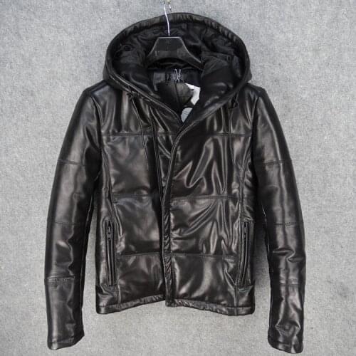 Free shipping.Fashion slim quality genuine leather jackets,Brand new casual mens cowhide coat,style winter warm cotton jackets