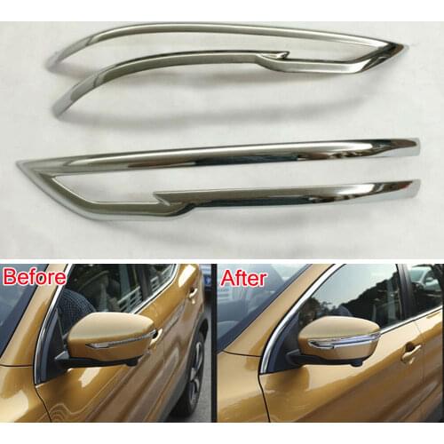 2pcs ABS Shiny Side Mirror Rearview Cover Trim Stripes Decoration Fit for Qashqai 2016