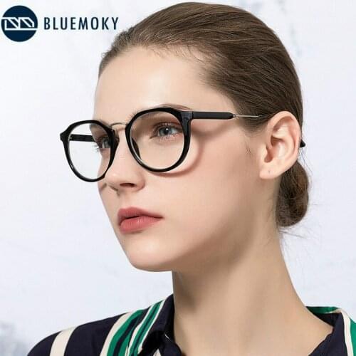 BLUEMOKY Round Blue Light Blocking Glasses Frame Women Anti Blue Light Lenses Computer Spectacles Men Optical Myopia Eyewear