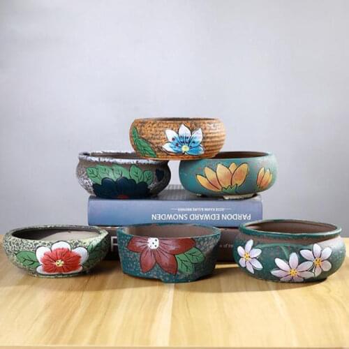 Basin Flower Green Plant Container Handmade Crafts Home Garden Retro Floral Flowerpot Hand Painted Succulent Plant Pot Vase