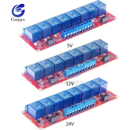 DC 5V/12V/24V 8 Channel Relay Shiled High & Low Level Trigger Regualtor Voltage Relay Board Optocoupler for Arduino Relay Module
