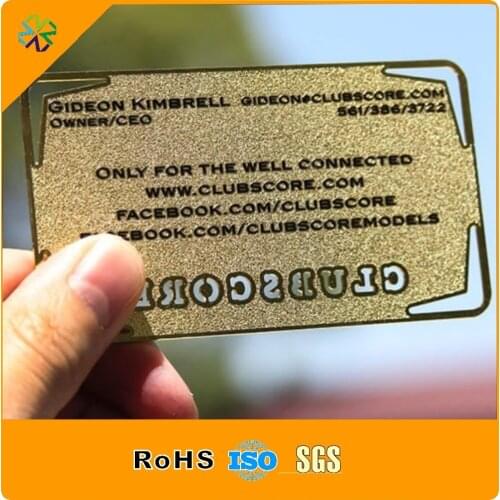 Cheap Customized Engraved Blank gold Metal card And frosted Business Gold metal Card