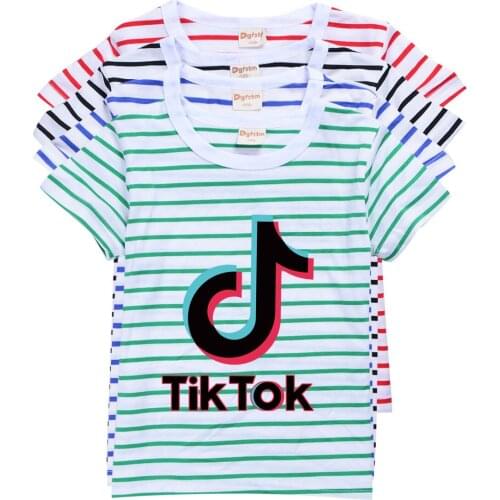 TIK TOK stripe Baby Boys T shirt Fashion The Game Cartoon Children Short Sleeve Summer Tops T-shirt Kids Girls Clothes tee