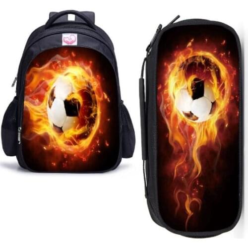 Kids Cartoon Schoolbag Set football pattern Boys Girls student double compartment backpack Customized 2pcs/set schoolbag Mochila