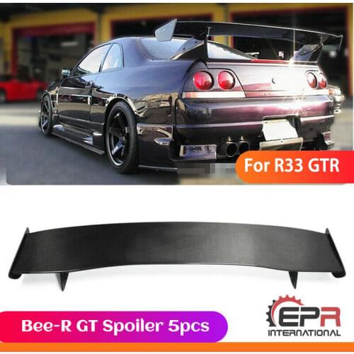 For Nissan Skyline R33 GTR Bee Style Rear GT Spoiler Wing 5pcs Car accessories Exterior Kit(only fit to GTR Rear Spoiler Base)