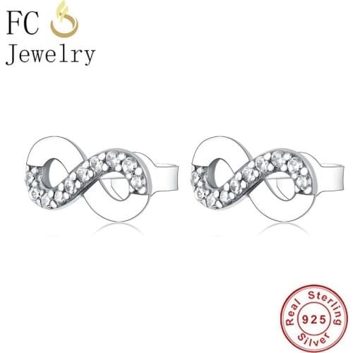 FC Jewelry 100% 925 Silver Infinity Love Forever Number 8 Piercing Stud Earring For Women Accessories Summer Brincos 2020 NEW