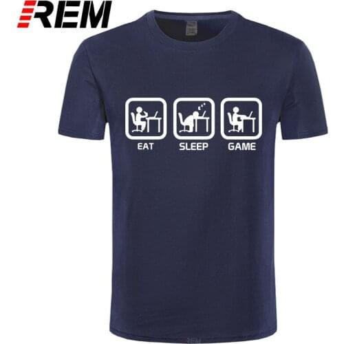 REM Fashion Eat Sleep Game XBOX Gamer Funny T-shirt Men Humor Casual Printed College Mens Short Sleeve T Shirt Brand Clothing