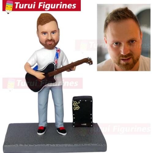 Guitar and bass players bobblehead custom figurines for man gifts clay figurines home decor made in china artist bobble head
