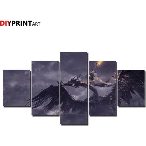 Dark Souls III Dragon 5 Pieces Wall Canvas Painting Picture for Living Room Home Decoration A1615