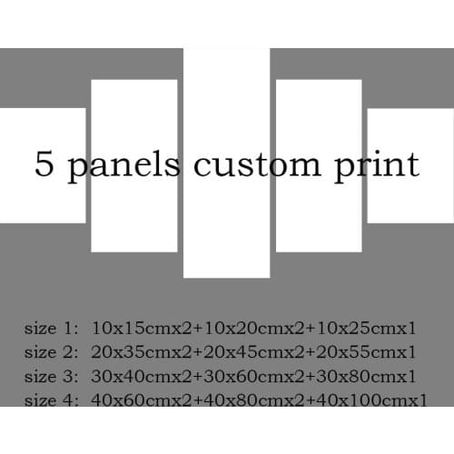 Custom Print 5 Panels Canvas Art Posters And Prints Family Photo Anime Movie Pet Landscape Anniversary Group Painting
