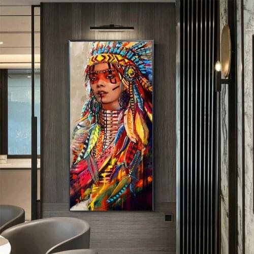 Indian Woman Wall Art Canvas Prints Pop Art Wall Paintings Print on Canvas Colorful Girl Wall Pictures Home Decoration Cuadros