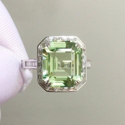 Fine Jewelry Solid 18K Gold Nature Yellowish Green Tourmaline Gemstones 8.6ct Diamonds Rings for Women Fine Present