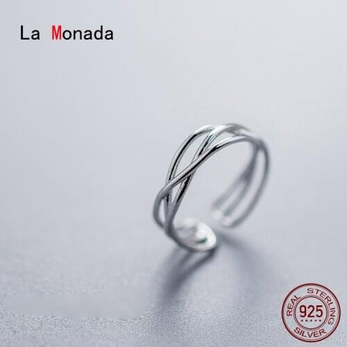 La Monada Line Cross Finger Rings For Women 925 Silver Jewelry For Women Rings Adjustable Jewelry Silver Ring 925 Women Korean