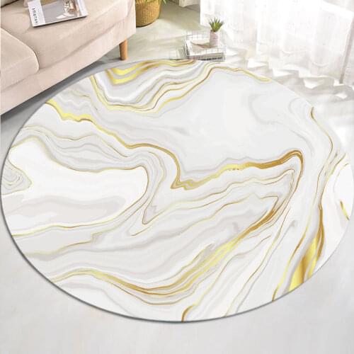 Nordic White Marble Mat Round Rug Side Table Living Room Modern Fashion Youth Room Carpet Girls Boys Chair Mat Non-slip Washable