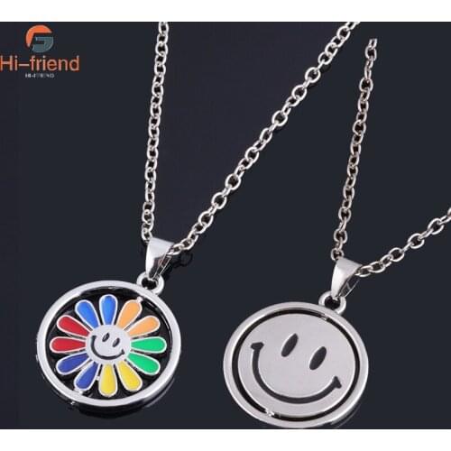 Creative Fashion 2021 Trends Sunshine Smiley Necklace Double Sided Smiley Women Men Wind Suit Necklace Party Gift Jewelry