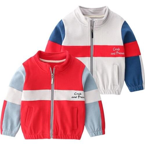 Boy girl Color stitching tide Jackets kids coat Children splice Outerwear clothing Spring Autumn boys hooded sport Clothes 2-8Y
