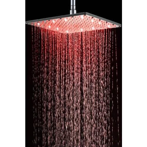 Bath Shower Head Square Faucet LeD Stainless Steel Shower Rainfall Rain Shower Head High Pressure Rainshower Self-Discoloring