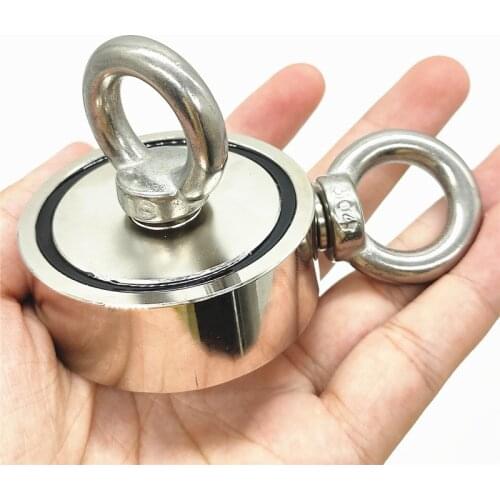 D90 Double Sided Round Magnetic Search Fishing Magnet Holder 660 LBS Pulling Force Super Powful Strong Neodymium PTSNET