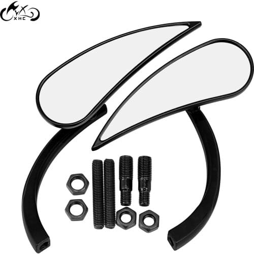 Motorcycle Black Teardrop Rearview Clear Mirrors For Harley Dyna Softail Road King FLHR Street Bob FXDB FXSTB FLHT Sportster