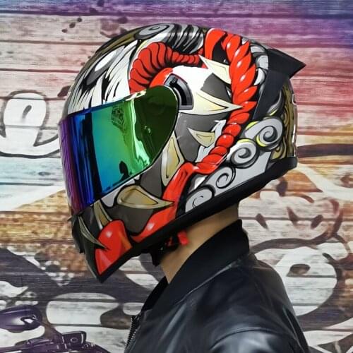 Full Face Motorcycle Helmet Dual Lens Stylish Fast Release Racing Helmet DOT Approved Capacete da