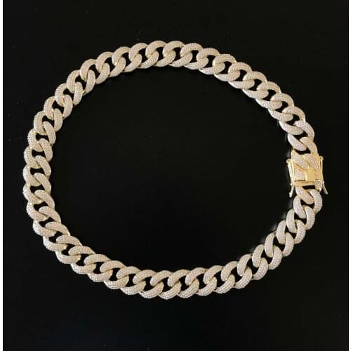 Mens White Gold Ice Out Cuban Link Chain 18k Necklace