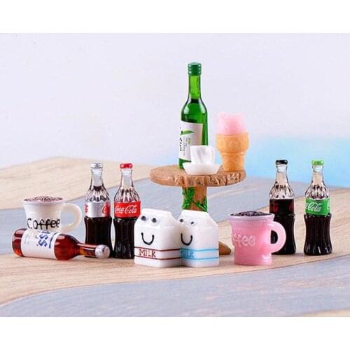 A set 13pcs Fairy Garden Supplies Miniature Small Table + Drink + Milk ...., Mini Garden Tiny Decoration Succulent Terrarium DIY