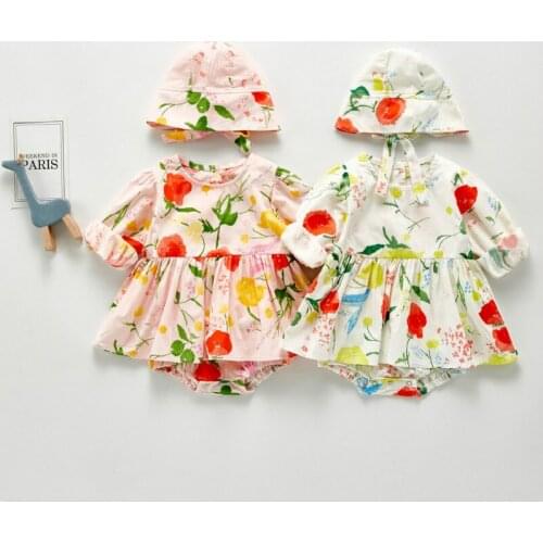 Newborn Baby Girl Clothes Long Sleeve Cotton Floral Kids Toddler Baby Romper Jumpsuit Fall Baby Playsuit Girl Outfit Clothes Set