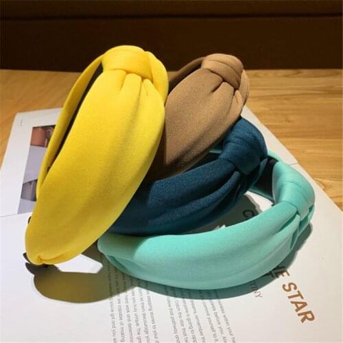 Casual Simple Fabric Girls Hairband Candy Color Knotted Headbands Fashion Wide Side Hair Band Women Hair Hoop Hair Accessories