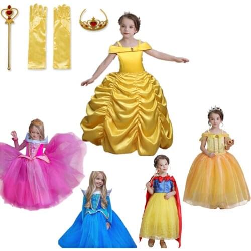 3-8y Kids Girls Dress Birthday Cosplay Party Long Tails Costume Children Fancy Robe Girls Princess Dresses Halloween Clothes
