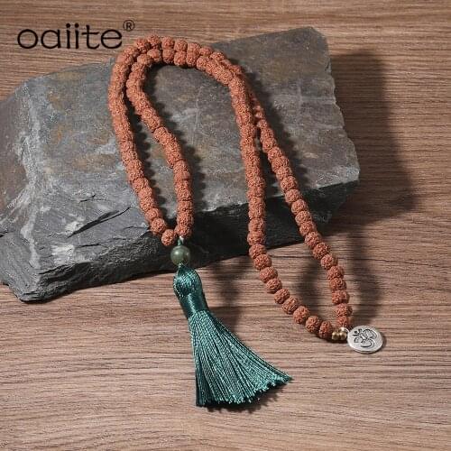 OAIITE Mindful Mala Rudraksha Necklace 108 Beads natural Stone Yoga Spiritual Prayer Necklace for women & man