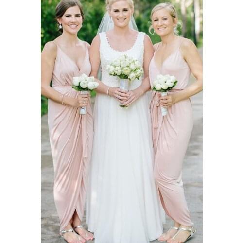 Unique Design Bridesmaid Gown Sexy Spaghetti Straps Long Maid Of Honor Dresses for Wedding Party