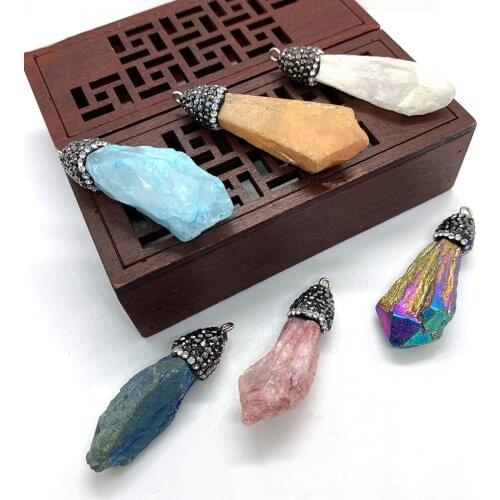 Color Irregular Natural Stone Crystal Pendant Ladies Necklace Bracelet Earrings Jewelry Accessories Wholesale DIY Handmade Gifts